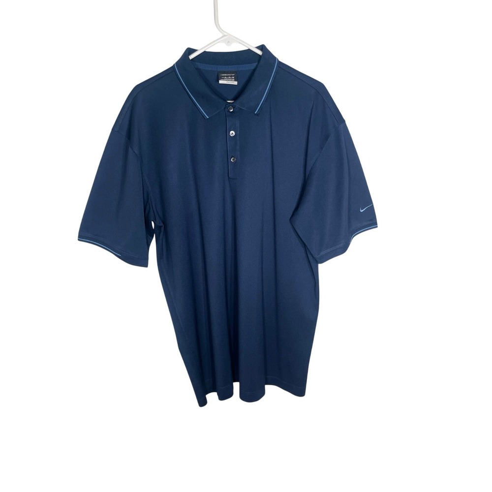 Nike Golf Fit Dry Polo Shirt Men's XL Navy Blue Performance Tee EUC